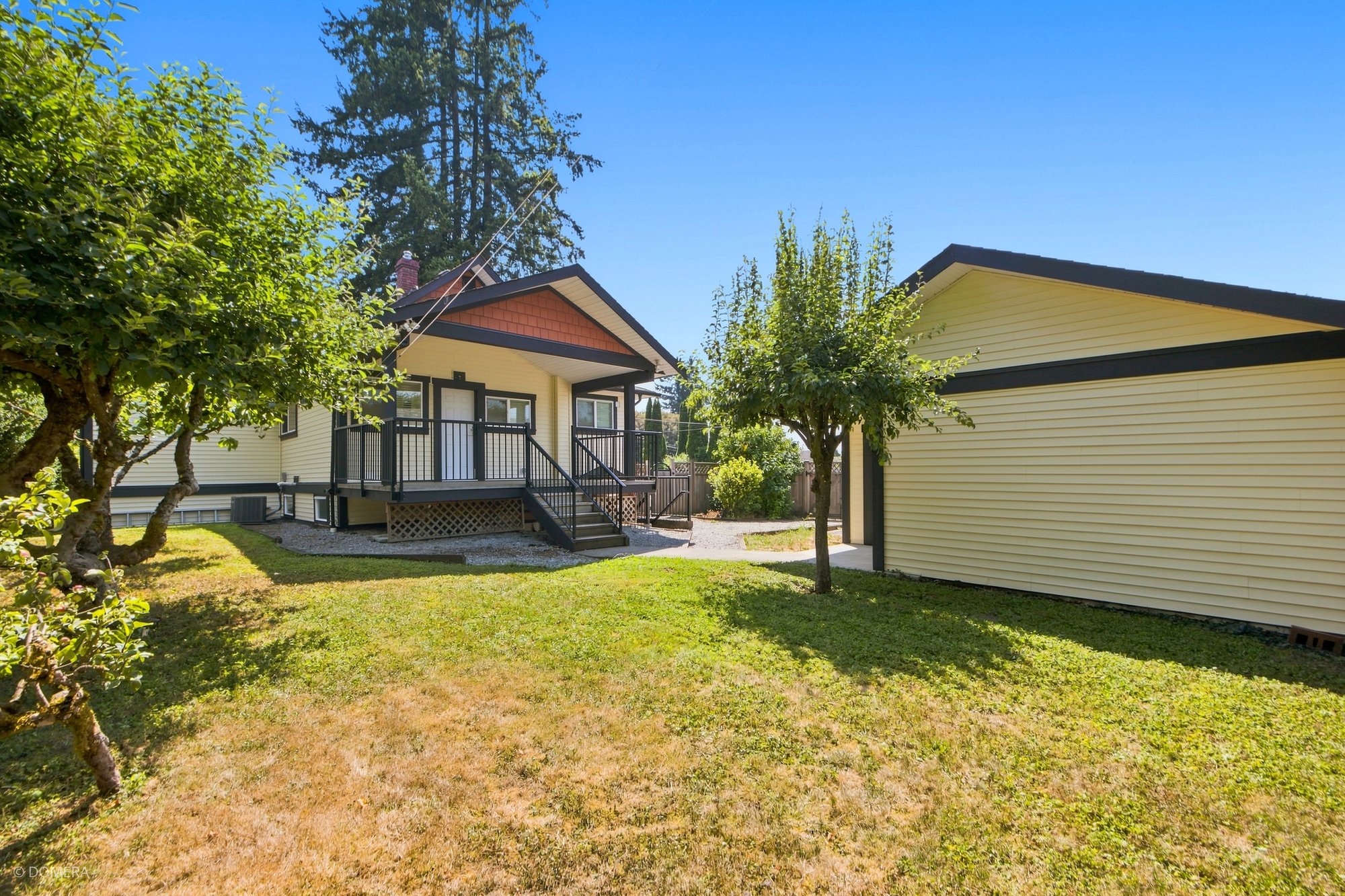 Private, tree-lined back yard
